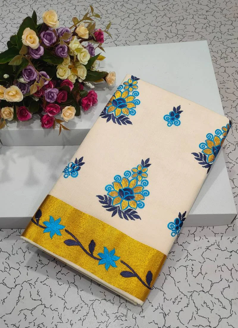 2inch Kerala Cotton Saree